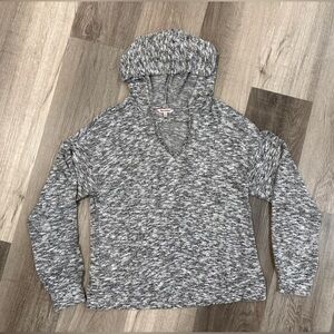 Juicy Couture Women S Pullover Hoodie Marled Gray Top Jeweled V-Neck Bling Soft